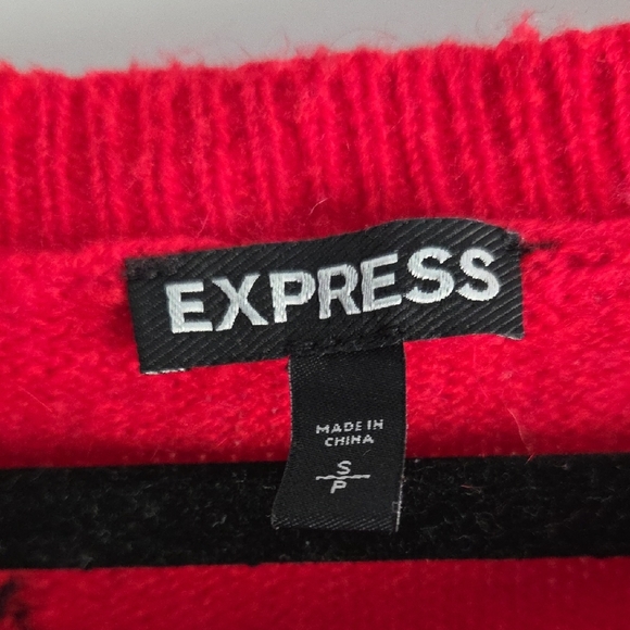 Express Bright Red Sweater with Black Star Pattern - Picture 2 of 4